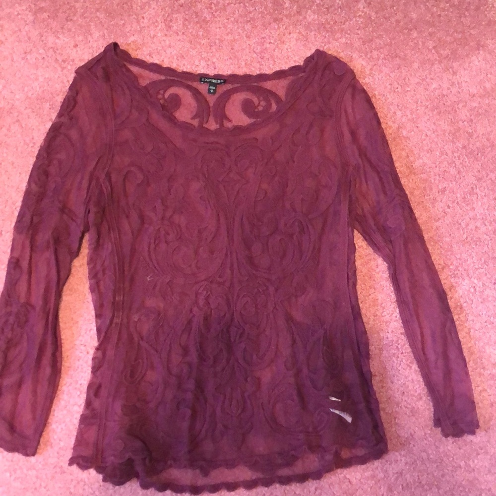 Maroon lace long sleeve